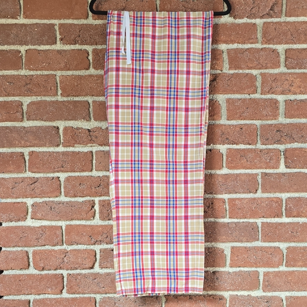 Vibrant Plaid Pants in Pink and Beige